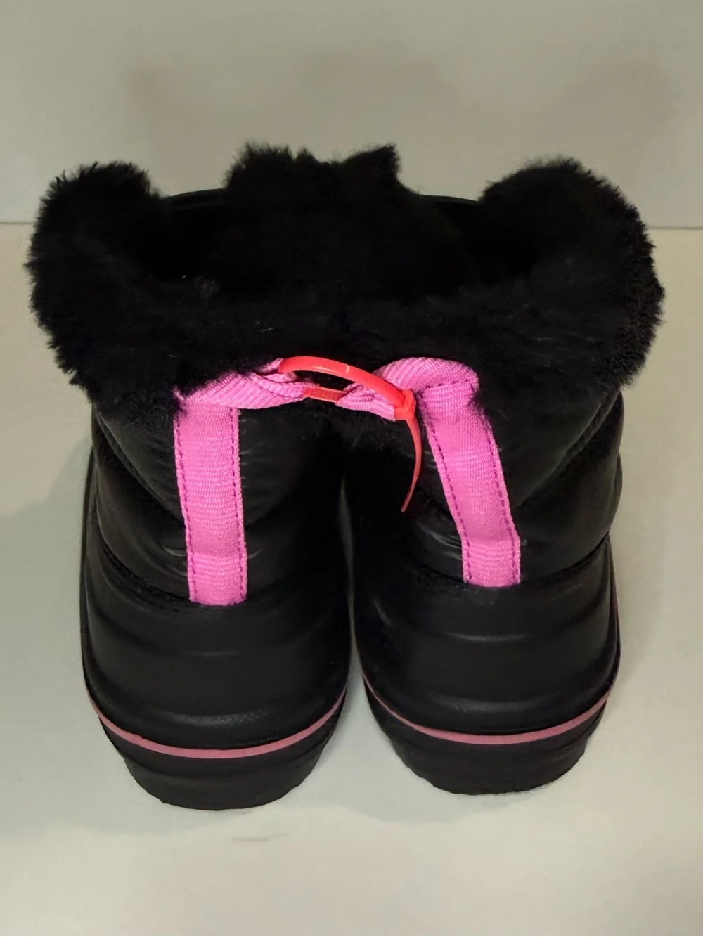 Black Winter Snow Boots with Pink Accents